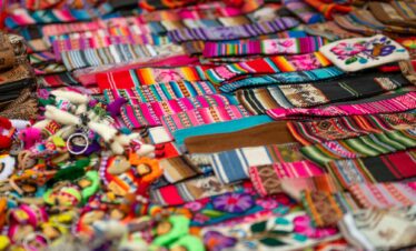 Souvenir market with handmade items in Peru