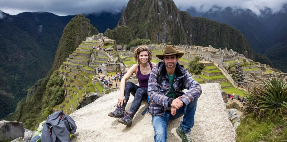 Young couple at Machu Picchu in Peru